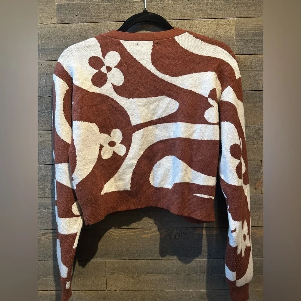 L.A. Hearts soft hippie swirl cognac and cream cropped cardigan size small - Picture 5 of 5